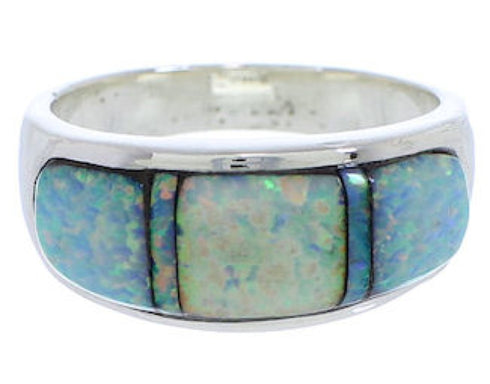 Opal Inlay Genuine Sterling Silver Ring Size 6-3/4 EX50605